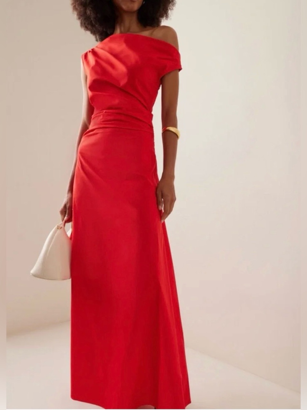 STAUD One-Shoulder Red Maxi Dress